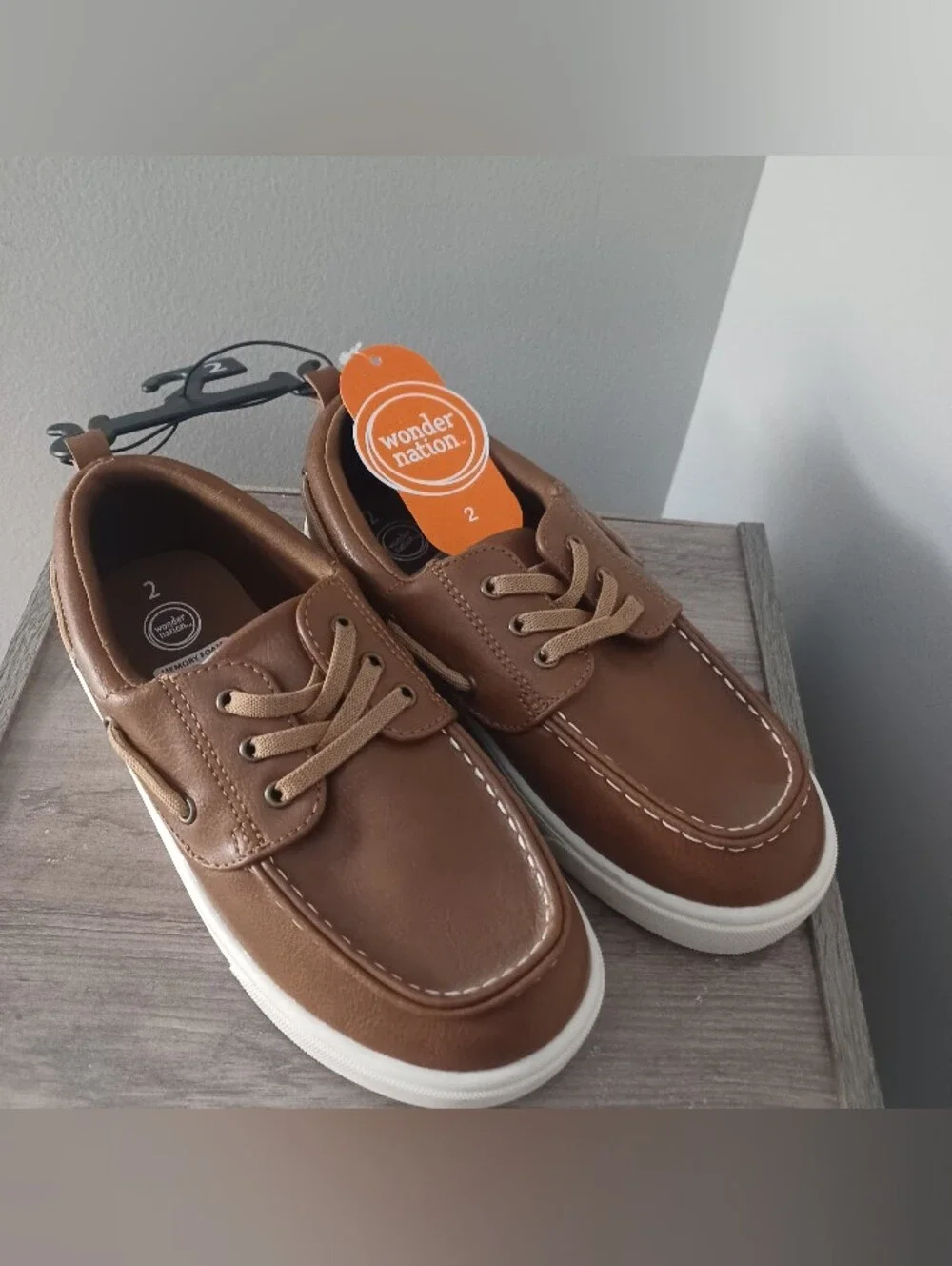 Wonder Nation Cognac Boat Shoes Boys Sz 2